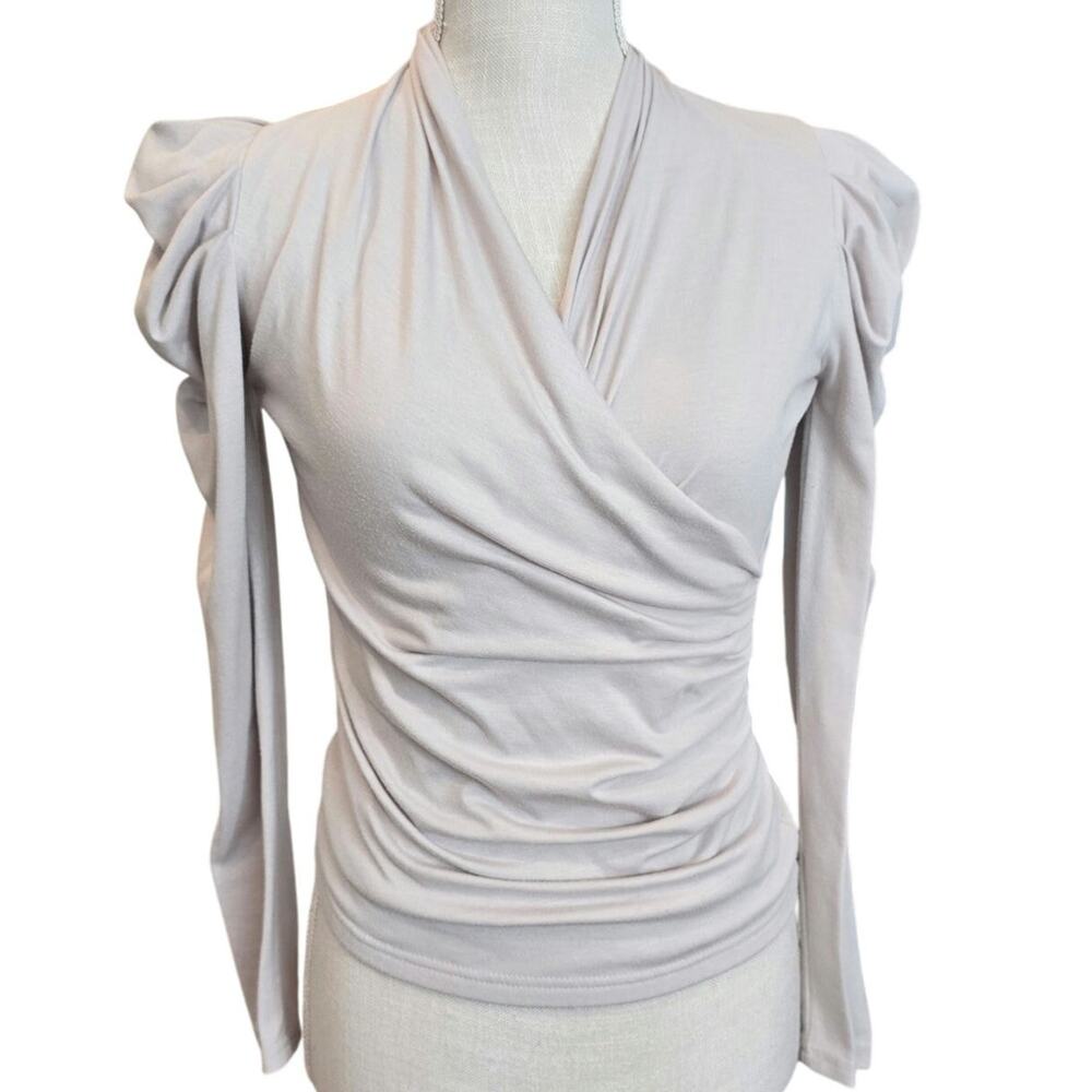 Pre-loved Ruched Puff Shoulder Top Sz. Small